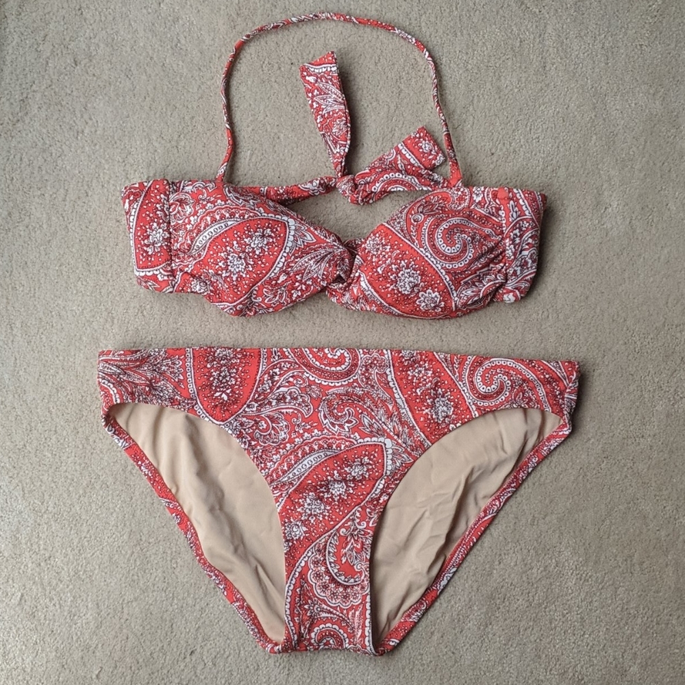 JCrew Orange Paisley 2pc Bikini